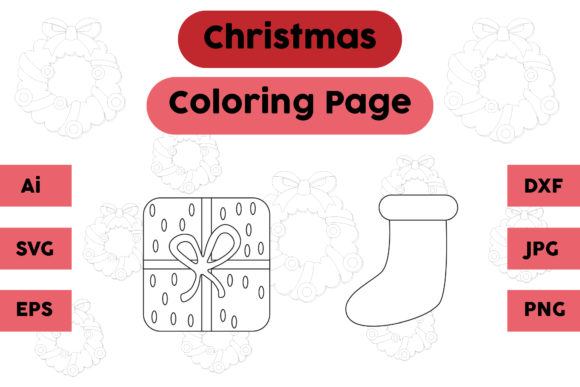 A Designer's Review: Christmas Coloring Page Gift Socks Graphics