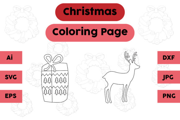 A Festive Deer Coloring Asset for Graphics and Coloring Pages