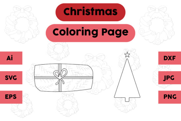 Christmas Coloring Page Gift Tree Set 11: A Seasonal Graphics Asset for Selling