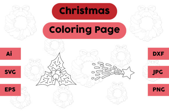 Christmas Coloring Page Plum Star Set: A Graphic Asset for Editorial & Web Design