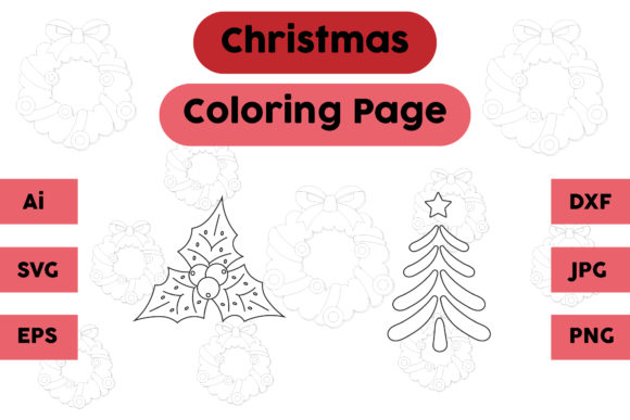 Christmas Coloring Page Plum Tree Set 03 for Graphics and Coloring Pages