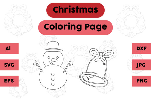 Christmas Coloring Page Snow Bell Set 01 for Brand Graphics