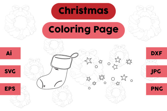 Christmas Coloring Page Socks Star Set: A Graphic Design Asset Review