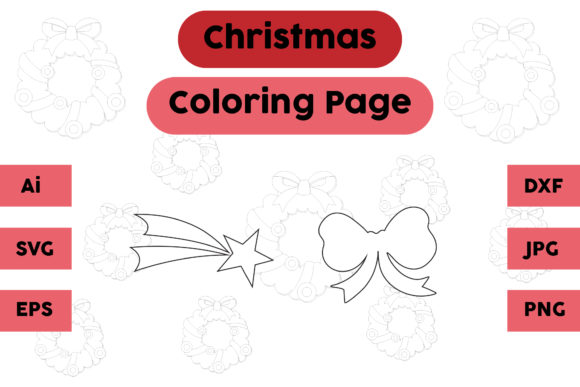 Christmas Coloring Page Star Tie Set: A Graphic Asset for Holiday Products