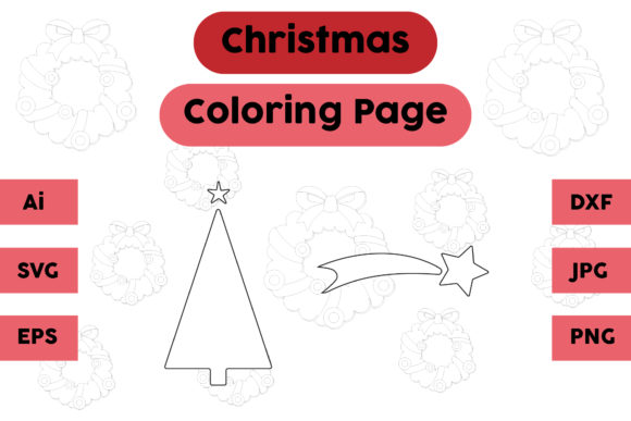 Christmas Coloring Page Tree Star Set 07: A Graphics Asset Review