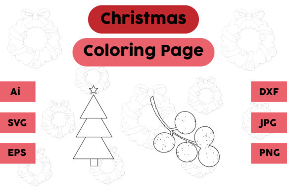 Christmas Coloring Tree Fruit Set: A Festive Graphics Asset
