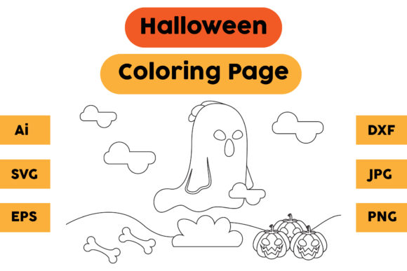 Halloween Coloring Page 28: A Graphics Asset for Seasonal Products
