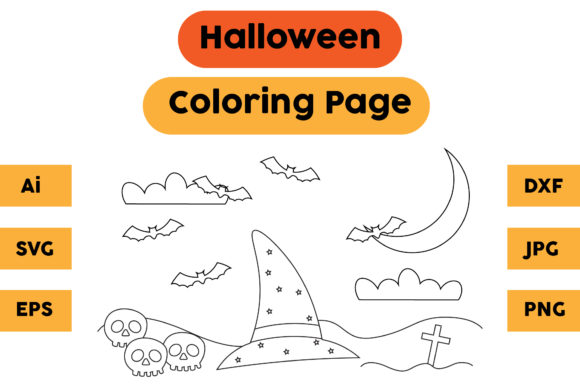 Halloween Coloring Page Graphics for Seasonal Publishing