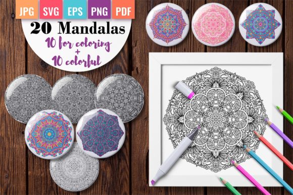 Mandala Coloring Pages Graphics for Creative Selling