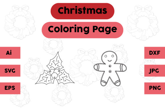 Plum Ginger Christmas Coloring Page for Embroidery