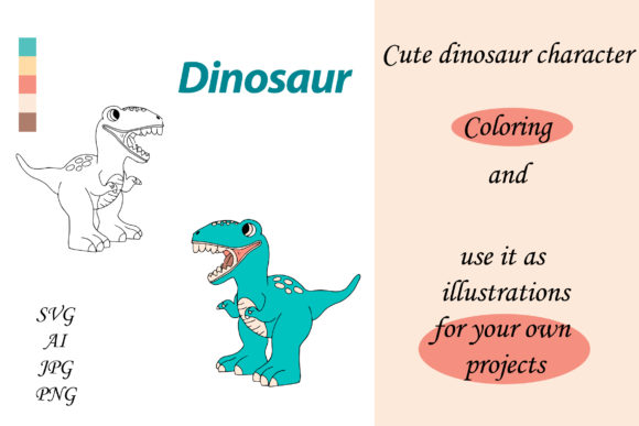 Polished Dinosaur Graphics for Editorial Coloring Pages
